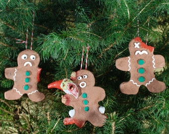 Zombie Gnomes: 3 Ginger-Dead Men (Christmas Ornaments)