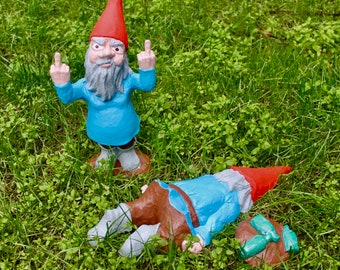 Large Zombie Gnome Collection: Double Bird Tim and Passed out Pat with Beer Bottles