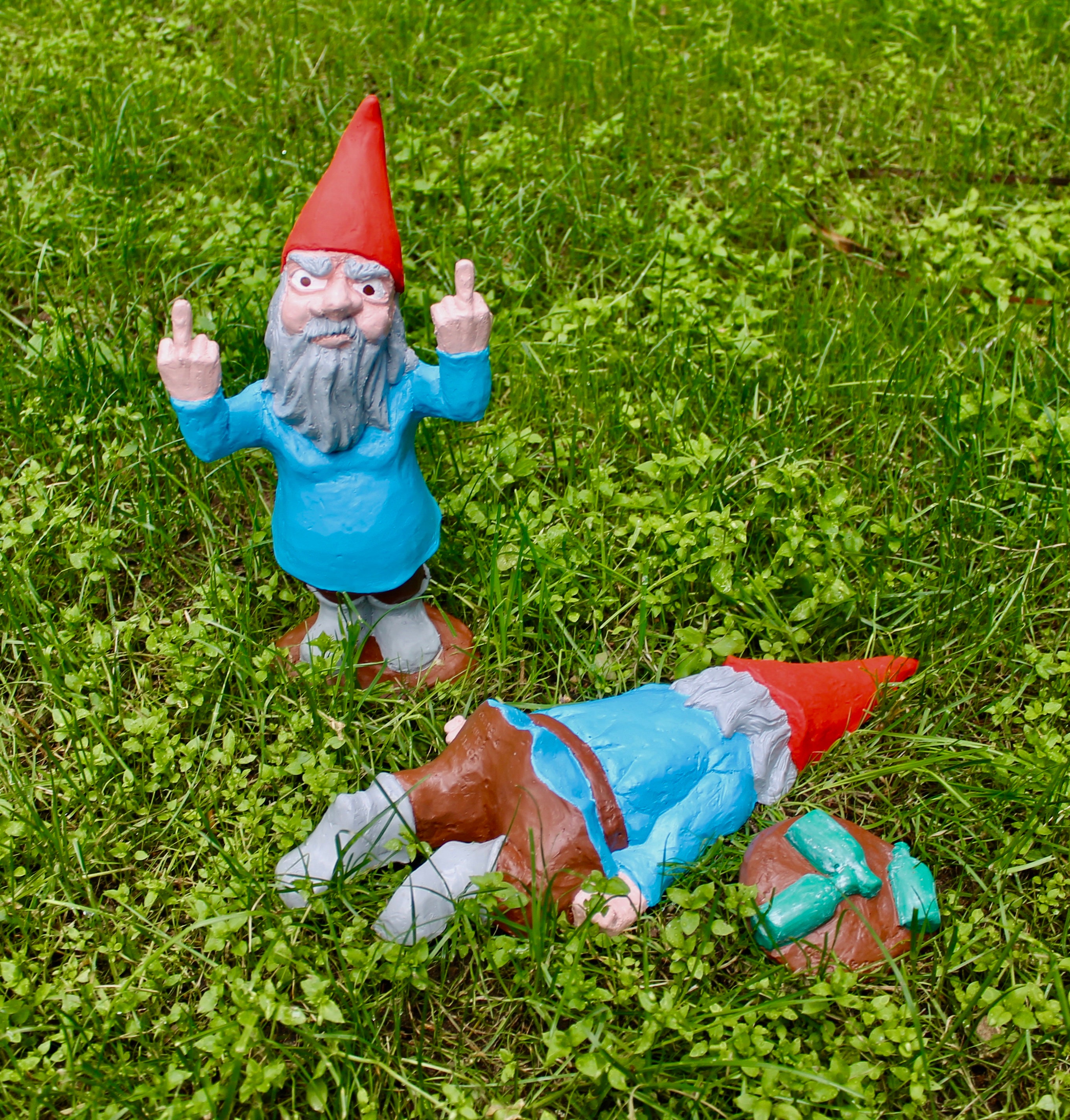 Large Zombie Gnome Collection Double Bird Tim and Passed pic