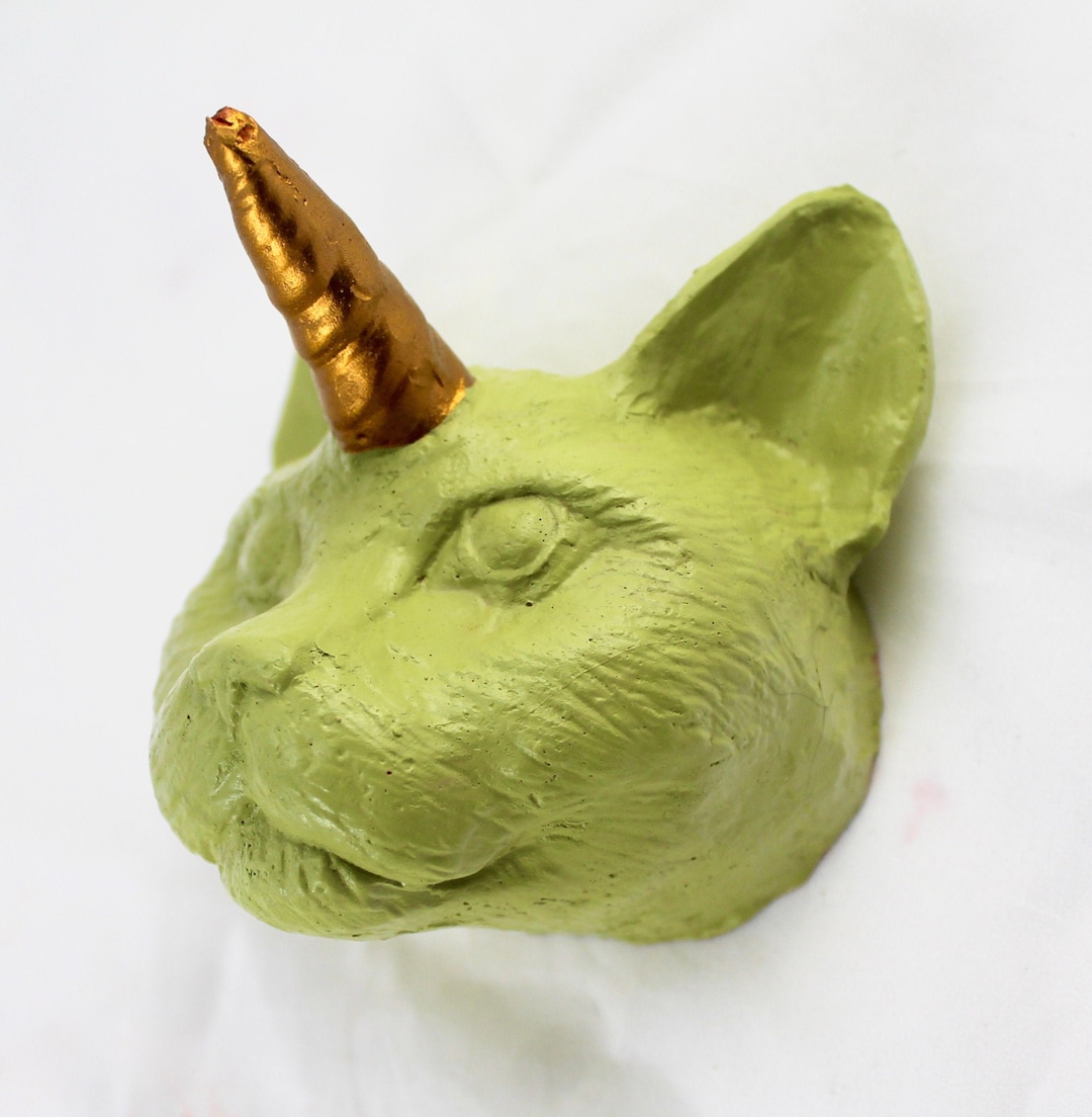 Chartreuse Cat Unicorn Wall Art Etsy