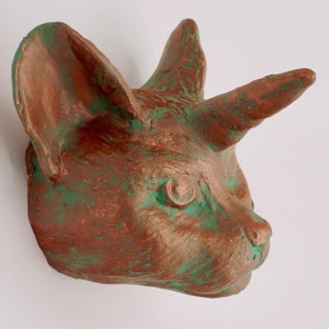 Bronze Cat Unicorn Wall Art image 3