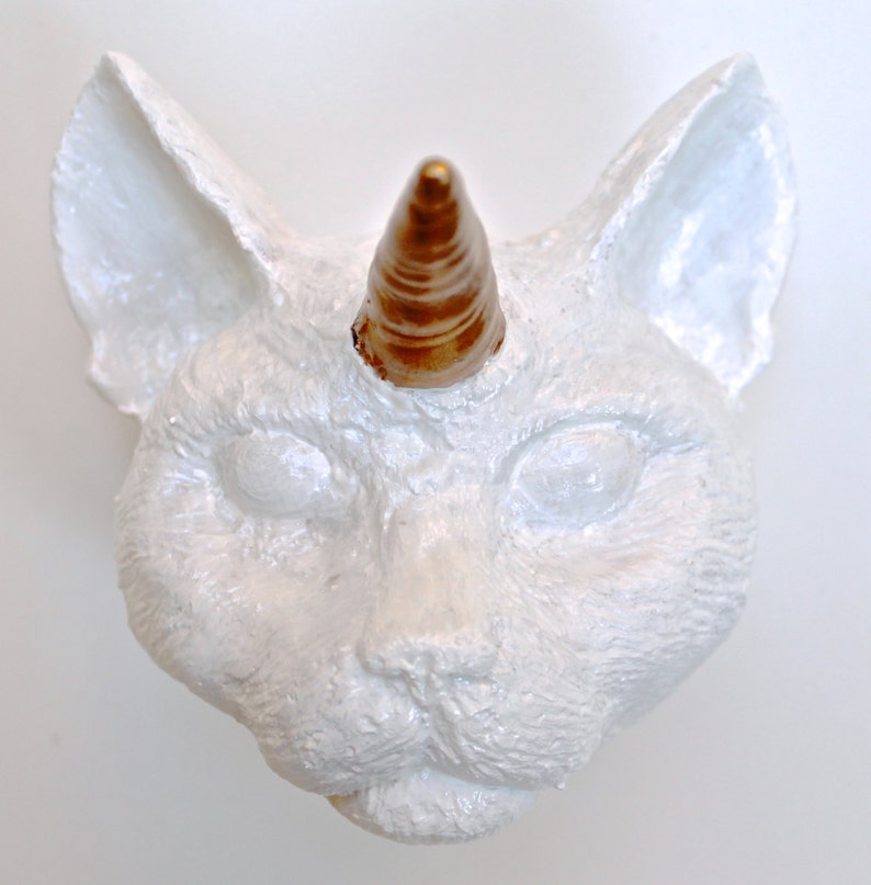 White Cat Unicorn Wall Art Etsy