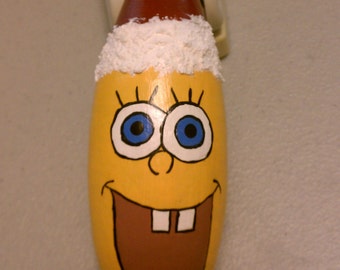 Handpainted Yellow Sponge Inspired Gourd Ornament