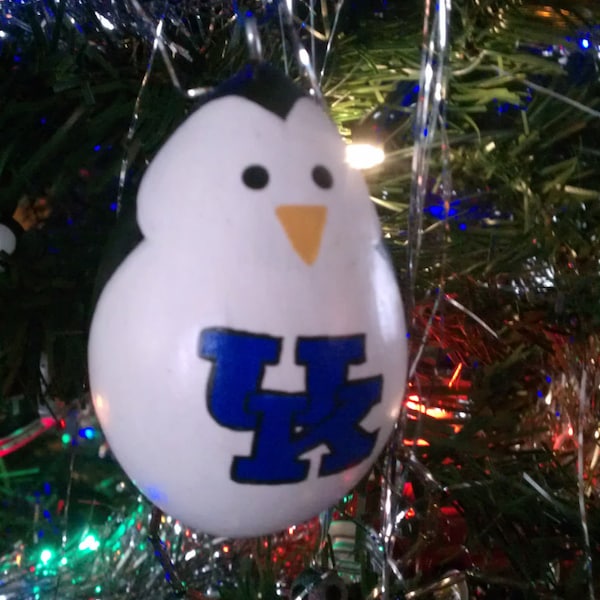 University of Kentucky  Penguin Paper Mache Egg Ornament