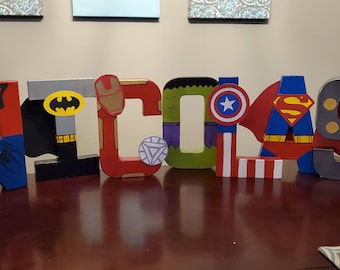 Superhero Inspired Hand Painted Personalized Name