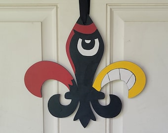 University of Louisville Fluer De Lis Cardinal Door Hanger