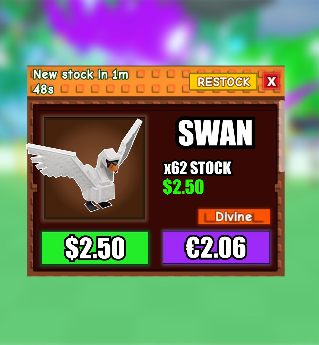 Grow A Garden Swan Pet – Divine Rarity | Fast Delivery Roblox Item - Etsy