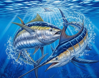 Ultimatives Spiel Fisch: Blauer Marlin vs Blauflossen-Thunfisch