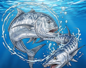 Tropische Torpedos: Riesen Trevally gegen Barracuda