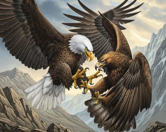 Schlacht über den amerikanischen Himmel: Weißkopfseeadler gegen Steinadler