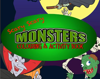 怖いモンスターの塗り絵 | 子供向けハロウィンアクティビティのための30ページ