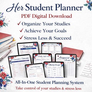 Planificateur académique étudiant | Organisation du semestre et suivi des objectifs| Digital GoodNotes PDF