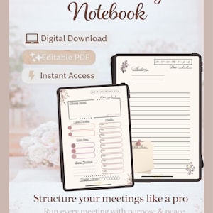 Her- Digital Meeting Notebook for the Busy Professional | Floral PDF Planner for Goodnotes, iPad