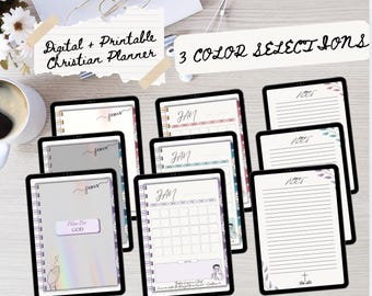 Agenda digitale cristiana senza data / Agenda per iPad basata sulla fede / Agenda GoodNotes con collegamento ipertestuale / Agenda per lo studio della Bibbia / Calendario cristiano stampabile