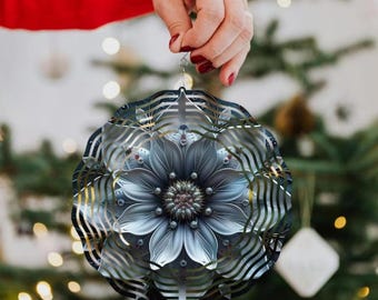 Mandala Flower Metal Wind Spinner 360 Rotating Garden Decor Outdoor Yard Art Hanging Ornament No Battery Needed Metal Decoration