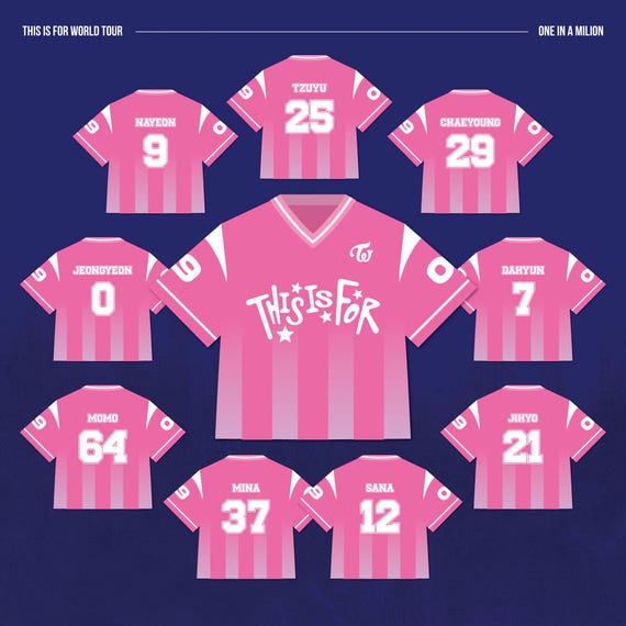 Twice Kpop Unisex Oversize Strip Pink Football Jersey For Once, This Is For World Tour Concert Outfit, Custom Name Number Jersey
