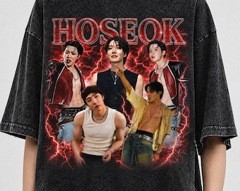 Camiseta vintage estilo bootleg, unisex, estilo lavado, inspirada en el atuendo del concierto de la gira mundial de Kpop para Army J-Hope Hoseok.
