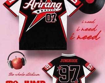 Conjunto de camiseta Arirang para el ejército, camiseta de fútbol Bang Tan, camiseta de la gira mundial de conciertos Kpop, regalo de Bangtan, ajuste personalizado de nombre y número extragrande