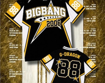 Camiseta de fútbol de BigBang para VIP, atuendo para conciertos de la gira mundial de BigBang, camiseta personalizada inspirada en G-Dragon de Kpop.
