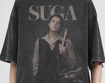 Camiseta vintage lavada de Suga Yoongi, atuendo de concierto de la gira mundial Kpop Bang Tan Arirang para Army, camiseta de Bangtan Agust D Daechwita