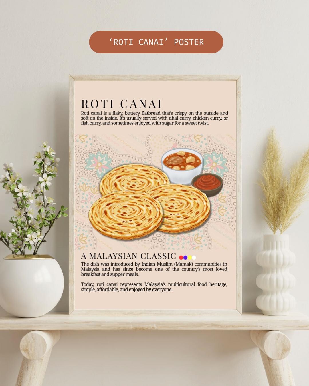 Poster Roti Design Roti Canai Poster | Traditional Malaysian Breakfast Art | Vintage Food ...