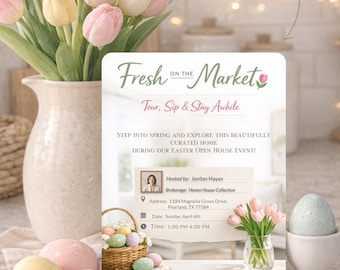 Easter Open House Invitation Template, Realtor Spring Real Estate Flyer (Digital Download)