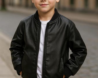 Kids Boys Black Leather Biker Jacket – Genuine Leather Coat