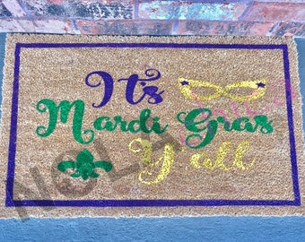 It's Mardi Gras Y'all! Outdoor Mat