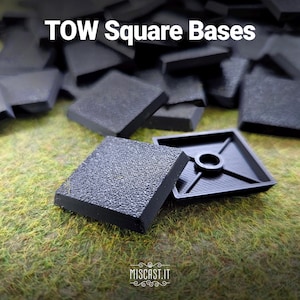 Bases cuadradas TOW para Warhammer: The Old World — Preparadas para imanes, 25 mm 30 mm 40 mm 50 mm.
