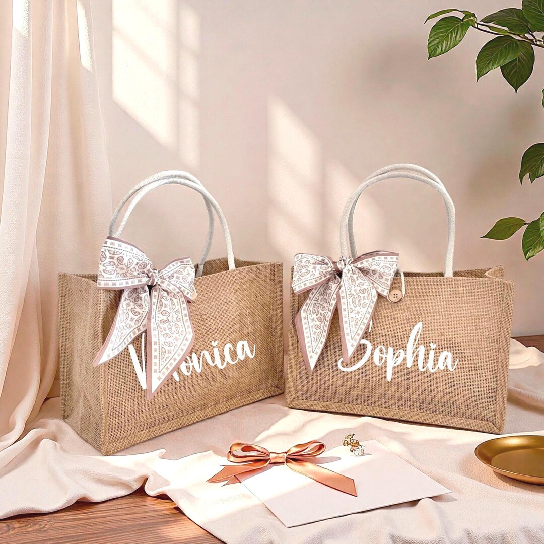 Personalized Bridesmaid Tote Bags for Matching Proposal Bags Burlap ...