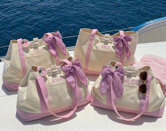 Personalized Embroidered Name Cotton Canvas Tote Bag With Zipper Front Pocket Custom Canvas Zipper Tote Bag For Bachelorette Party Gift
