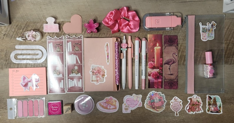 Pink Stationery Set - Planner Accessories, Pens, Stickers, Desk Supplies image 1
