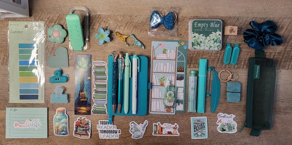 Teal Bookish Bundles for book lovers, stationery lovers, and those who love journaling.