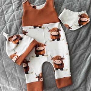 Set para bebé "Kleine Kuh" – Strampler, Mütze und Halstuch | hecho a mano | Geschenk zur Geburt oder Babyshower