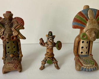 Vintage Terracotta Aztec Flutes