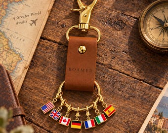 Personalized Travel Flag Keyring, Custom Name Charm, National Flag Pendant, World Trip Memento, Backpack Luggage Decoration, Traveler Gift