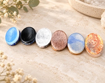Natural Gemstone Worry Stone Set, Polished Crystal Thumb Stones, Pocket Meditation Stones, Calming Gift, Reiki & Mindfulness Crystals
