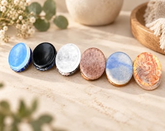 Polished Gemstone Worry Stone Set, Natural Crystal Thumb Stones, Pocket Meditation Crystals, Calming Stress Relief Gift