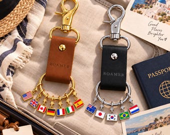 パーソナライズされた国旗キーホルダー、カスタム旅行記念品、世界旅行者へのギフト、スーツケースチャーム、国際的なお土産、複数の国旗