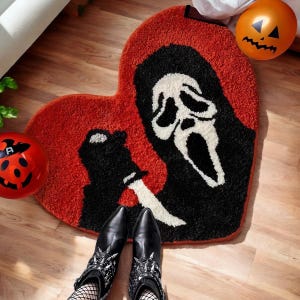 Halloween Spooky Ghost Face Floor Mat | Imitation Cashmere Rug