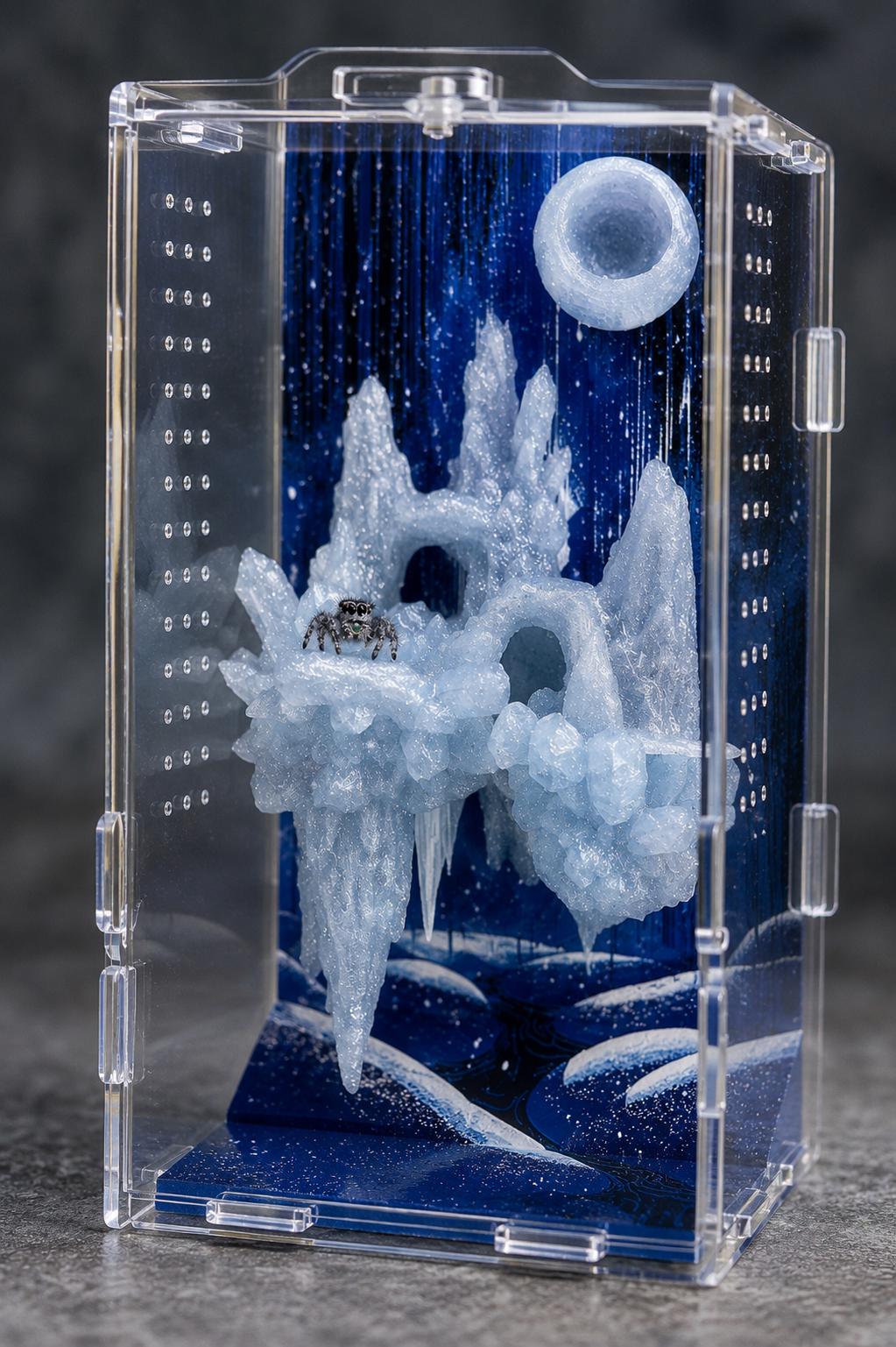 Arctic Crystal Spider Habitat Kit - 3D Printed Jumping Spider Enclosure Decor