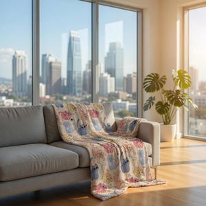 Black Cat Patchwork Flannel Blanket – Cozy Throw for Cat Lovers