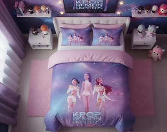 Kpop Demon Hunters Bettwäsche Set Anime Bettbezug Geschenk für Fans