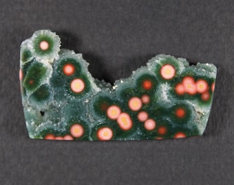 Dramatic Orange and Green Ocean Jasper Cabochon