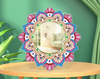 Espejo compacto colgante, dije de espejo mandala para bolsos o tocador, regalo decorativo bohemio