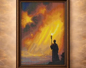 Kit de pintura de diamantes de Jesús, Manualidad religiosa Faro de Esperanza, Lienzo de terciopelo (12x16)