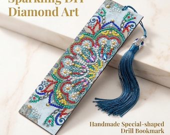 Marcapáginas de pintura de diamantes Mandala, marcador de página con borla estilo boho, kit de manualidades DIY