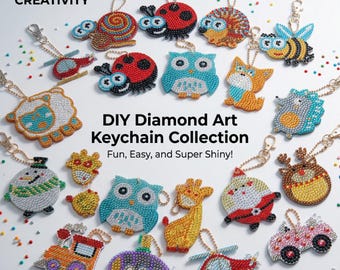 Kit de llavero de pintura de diamantes, dije para bolso navideño DIY, set de proyecto de manualidades