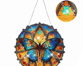 Adorno colgante de mariposa, decoración floral acrílica para ventanas, regalo de estilo vintage