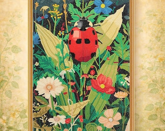 Kit de pintura de diamantes de mariquita: arte 3D con taladros mixtos, lienzo de terciopelo